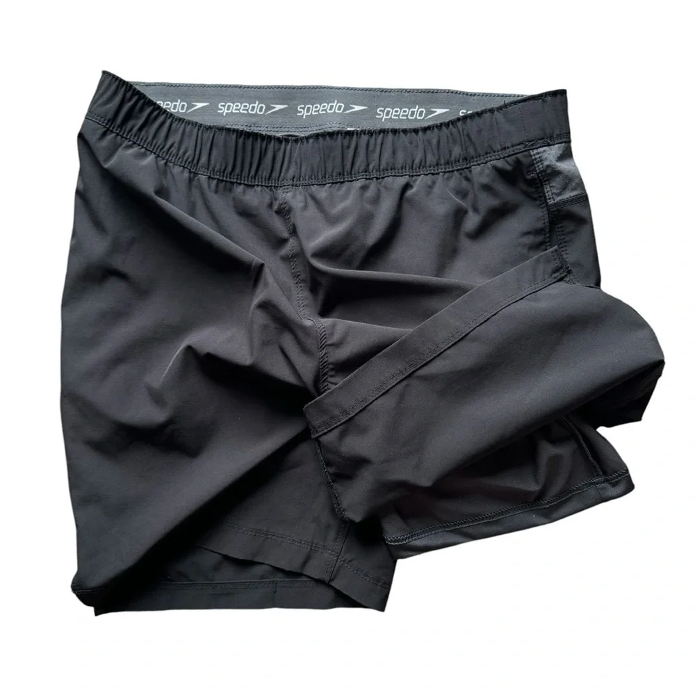 Speedo Swim Trunks Mens Medium Black Mesh Lined Board Shorts